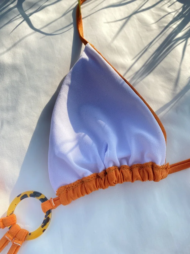 COOBBU треугольный бикини бандажный купальник женский 2024 однотонный стринги