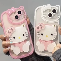 bandai cute cartoon mirror hello kitty pink tpu phone case for iphone xr xsmax 8plus 11 12 13 13 pro max cover