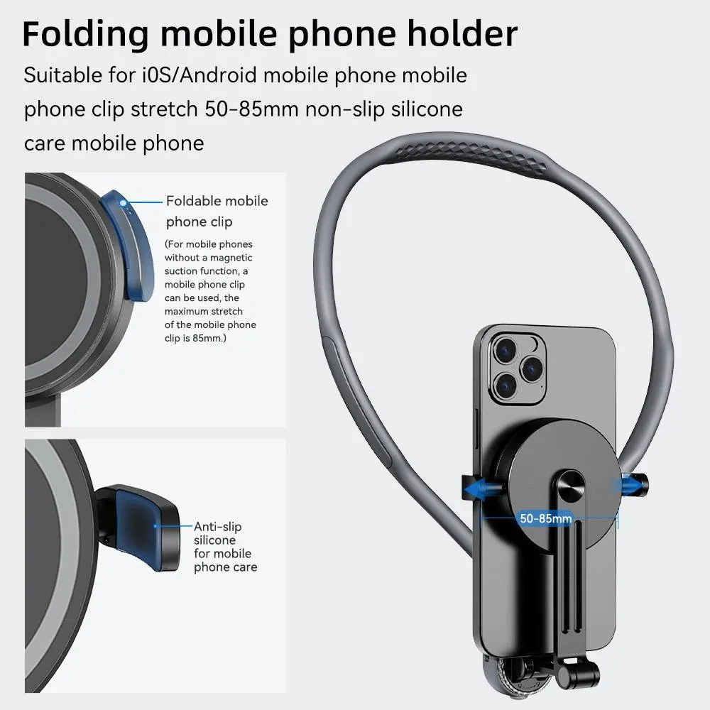 Фото Сильный магнитный силиконовый быстроразъемный держатель на шею для iPhone 16, 17, 15, 14, 13 Pro Max Sumsung Xiaomi, подставка для видеозаписи №2