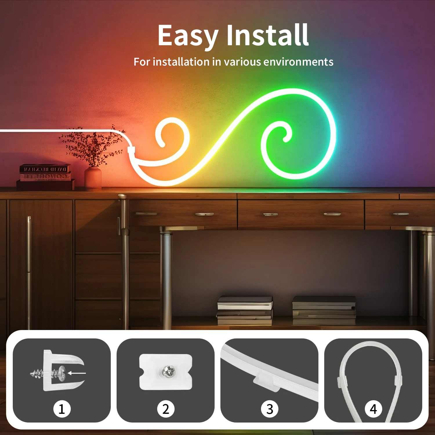Фото Светодиодная RGB-лента Bluetooth Neon 1-10м, DC5V, USB, IP65, водонепроницаемая, гибкая, с управлением через приложение/пульт, синхронизация с музыкой, для домашнего декора №5