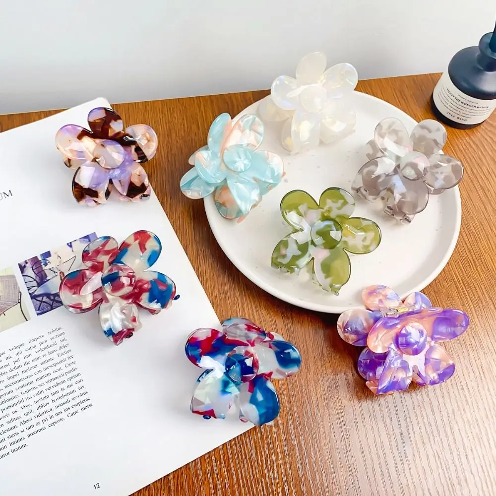 

Ponytail Holder Acrylic Hair Clip Flower Hair Claw Large Grab Clip Hair Accessories Acetic Acid Shark Clip