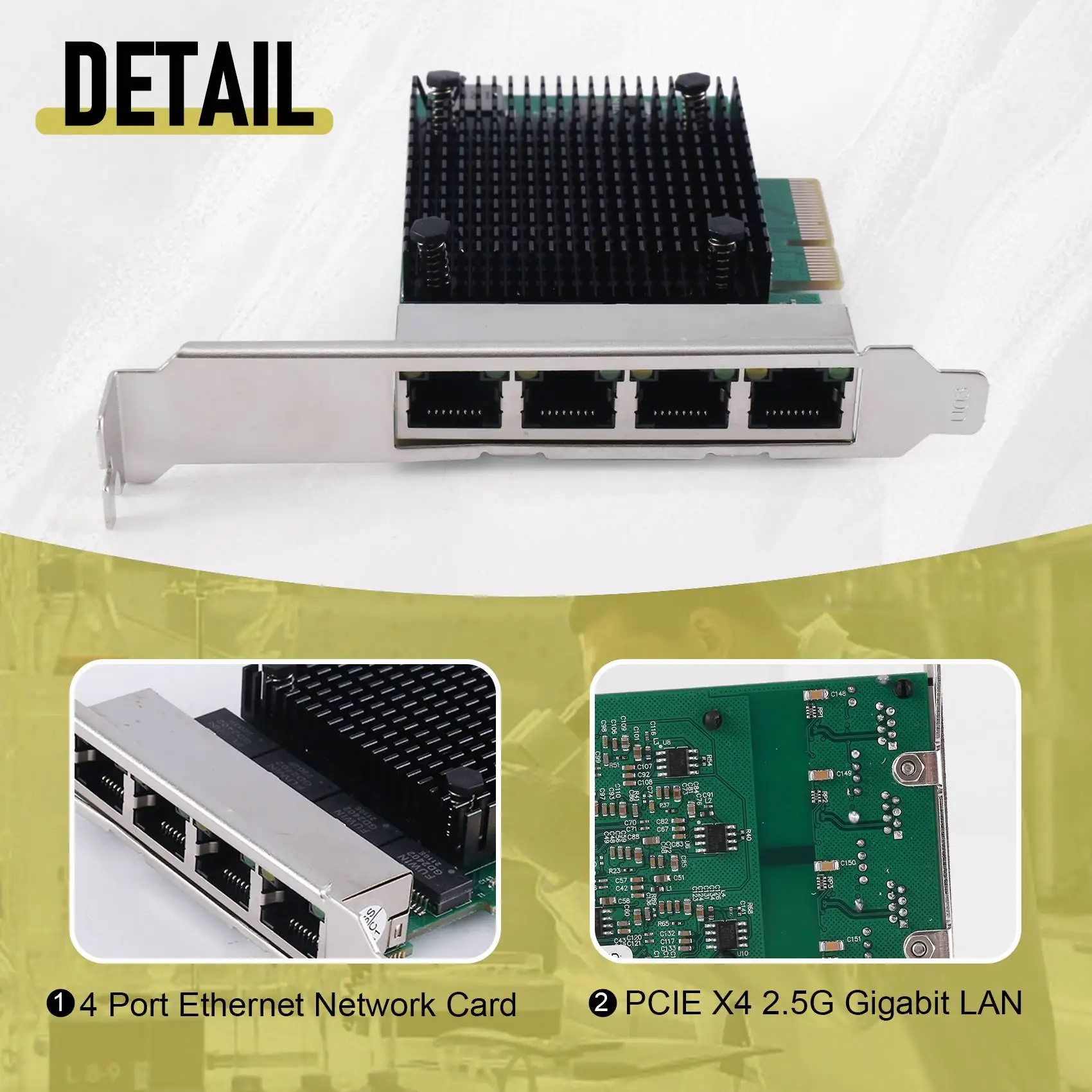 PCIE X4 2 5G гигабитная сетевая карта RTL8125B 4 порта Ethernet Сетевая настольная Серверная