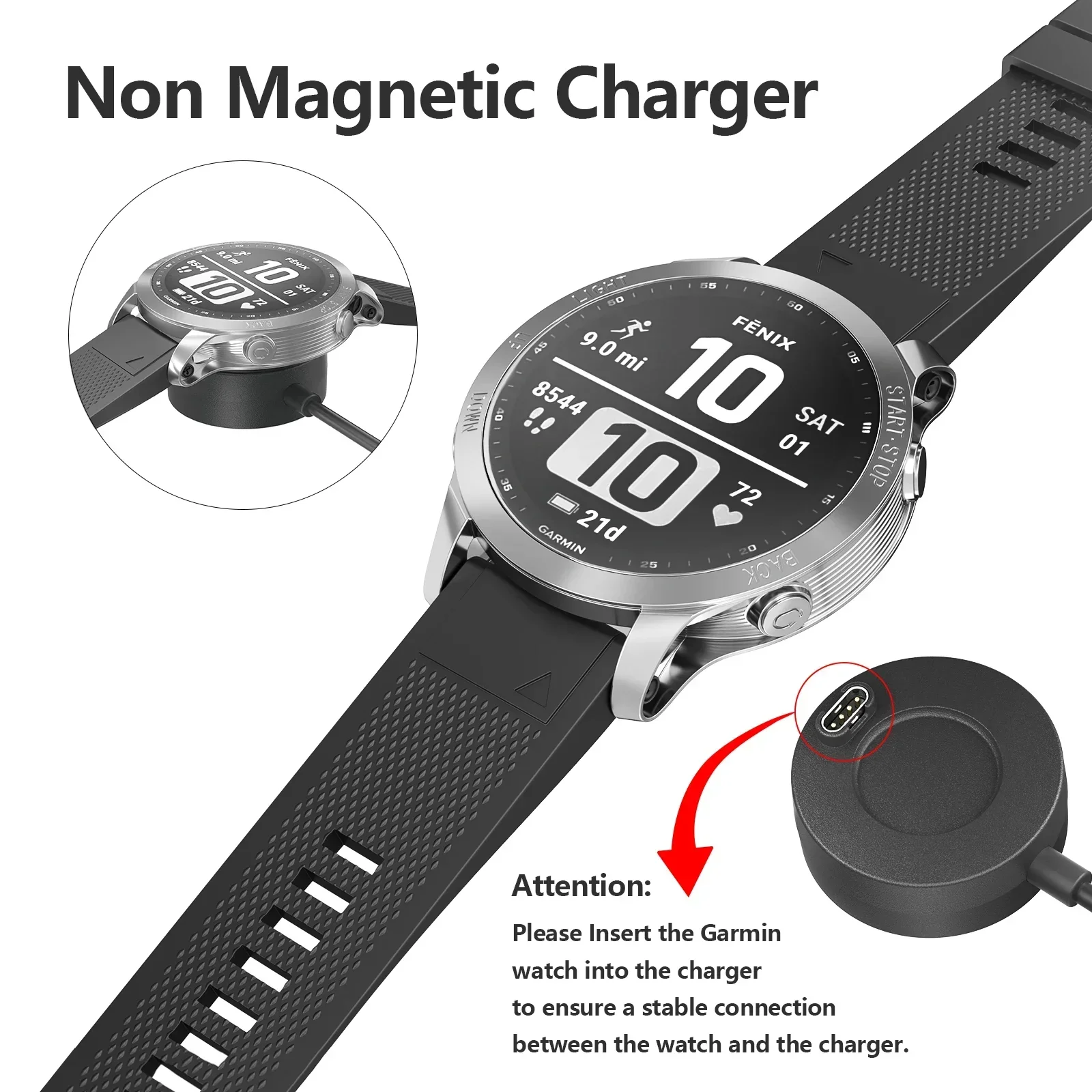 Фото Зарядная док-станция для Garmin Instinct, Vivoactive 3/4, Fenix 5/6/7, 7X, 7S, Venu 2/2S, Forerunner 945/245, USB-кабель для зарядки, подставка-станция №5