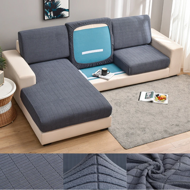 

STRETCH Plaid plush Cushion Cover Elastic Stretch Sofa Cover Four Seasons Universal All-inclusive Fabric Anti-slip Cushion Cover