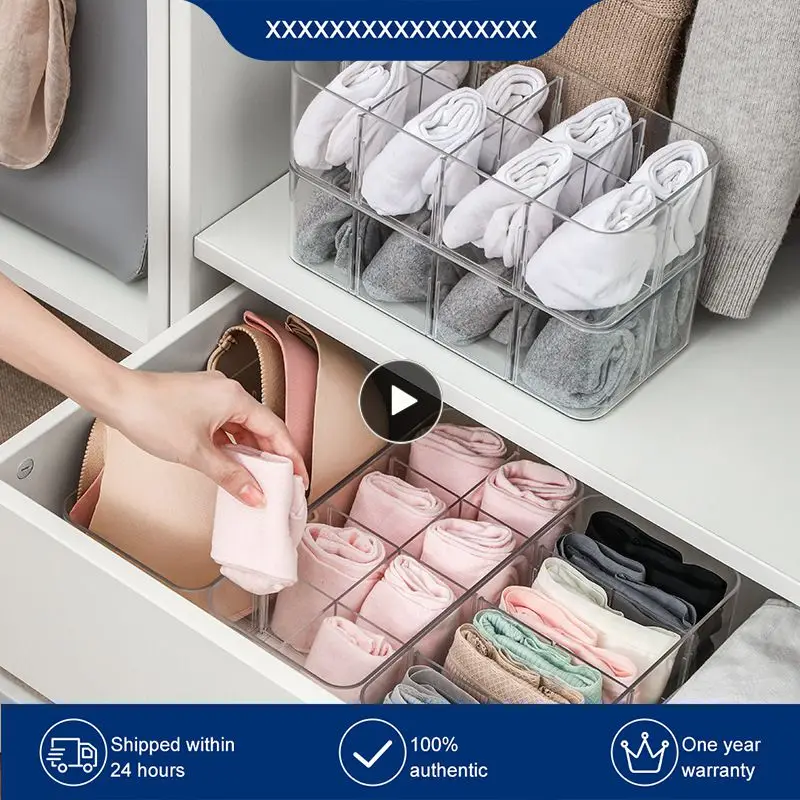 

Underwear Finishing Storage Box Closet-Organizer New Transparent Partition Detachable Compartment Socks Clothing Storage Box