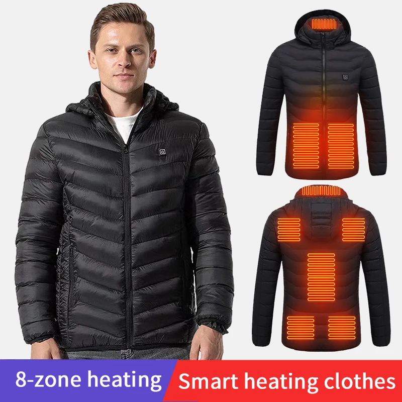 Cotton Clothing Heated Jacket Men USB Electric Heating Jackets Heating Clothes Hoodie Zipper Parka Winter Man Warm Clothes New