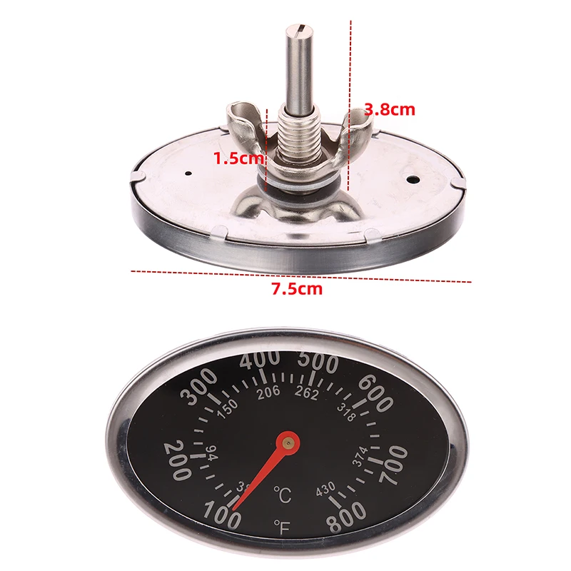 

38-430℃ (100-800℉) Oval BBQ Thermometer For Grill Oven Temperature Detector Stainless Steel Professional Cooking Accessory