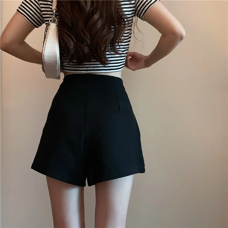 Women High-Waisted Shorts 2021 New Solid All-Match Button Fly Shorts Korean Fashion Summer Korean Loose Sexy A-Line Clothing