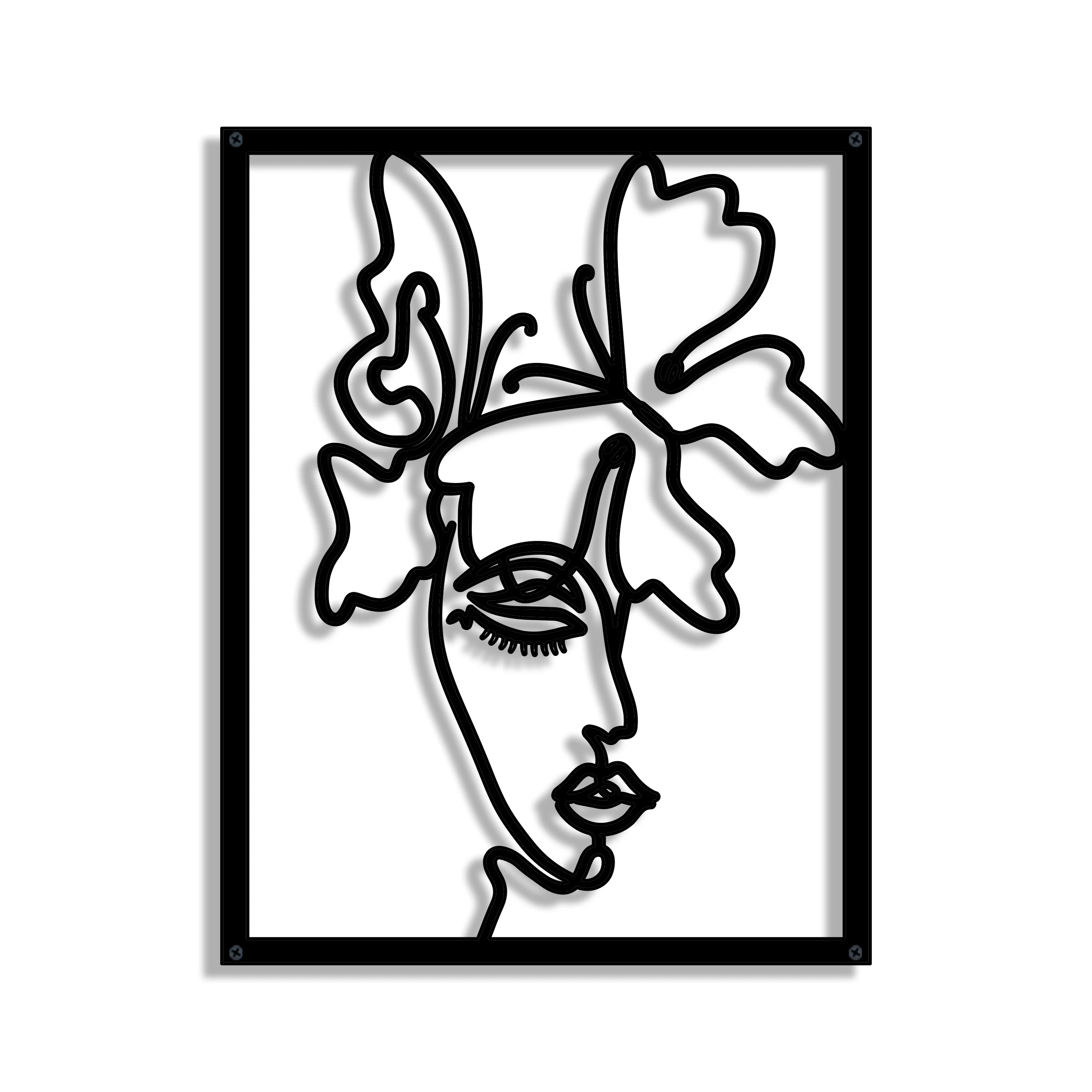 

BEEKBING Nordic Abstract Character Sculpture Face Art Wrought Iron Ornaments Retro Metal Lines Crafts for Home Room Decor