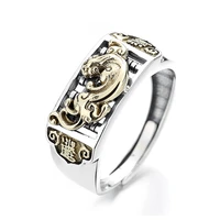 s925 sterling silver couples rings ethnic lucky mythical animal goth adjustable large ring wedding birthday gift punk jewelry
