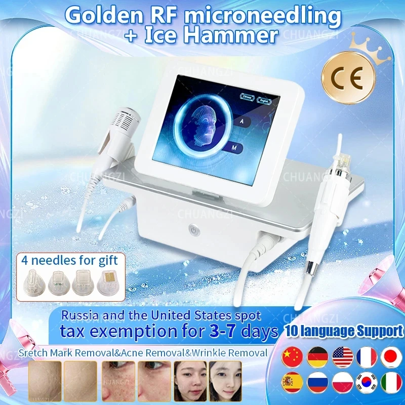 

2023 New Portable 2in1 Microneedle Fractional Cold Hammer Scar Acne Remove Face Lifting Tighten RF Machine