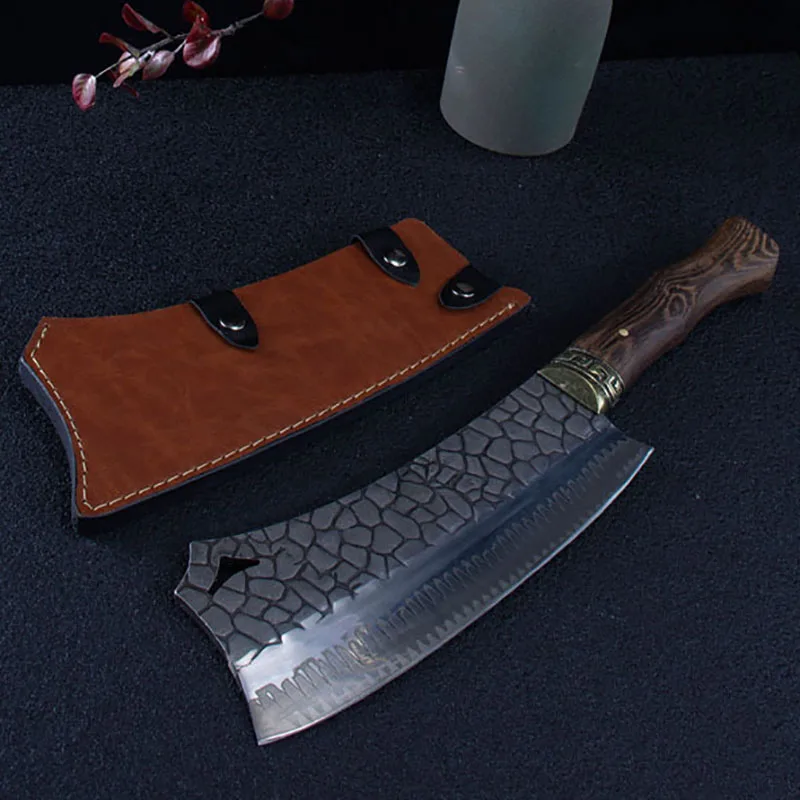 

11 Inch Wood Chopper Knife Quincunx Steel Sharp Hatchet Machete Hunting Handmade Longquan Kitchen Knives Big Bone Poultry Tools