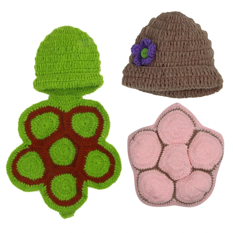 

Children Photography Props Newborn Baby Crochet Turtle Beanie Hat Costume Set