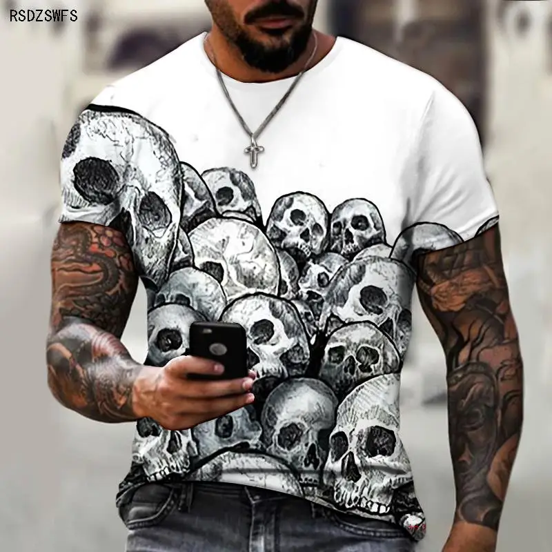 

Skull Rose Romantic HD 3D Printing Men's And Women's T-shirt HD Short-sleeved Oversized Summer Short-sleeved Top