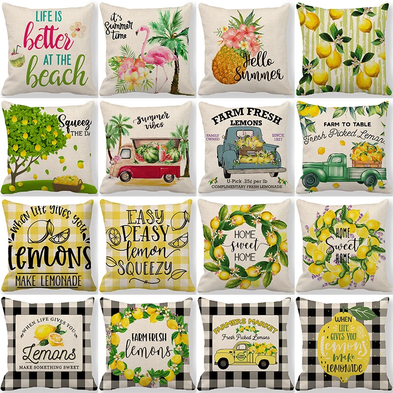 

Home decorative food, lemon berous, tropical plant printed polyester pillow pillow sleeve sofa cushion cover funda de almohada