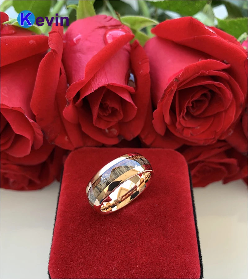 Обручальное кольцо из карбида вольфрама цвета розового золота для мужчин и