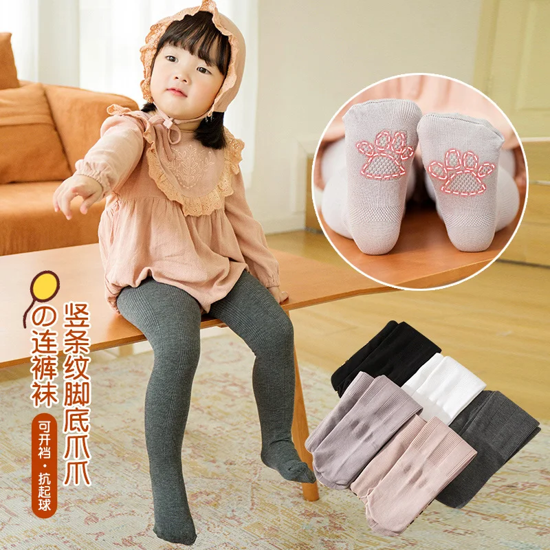 0-2Y toddler Girls cotton vertical stripes pantyhose infant baby crotch pants breathable newborn kids children non-slip tights