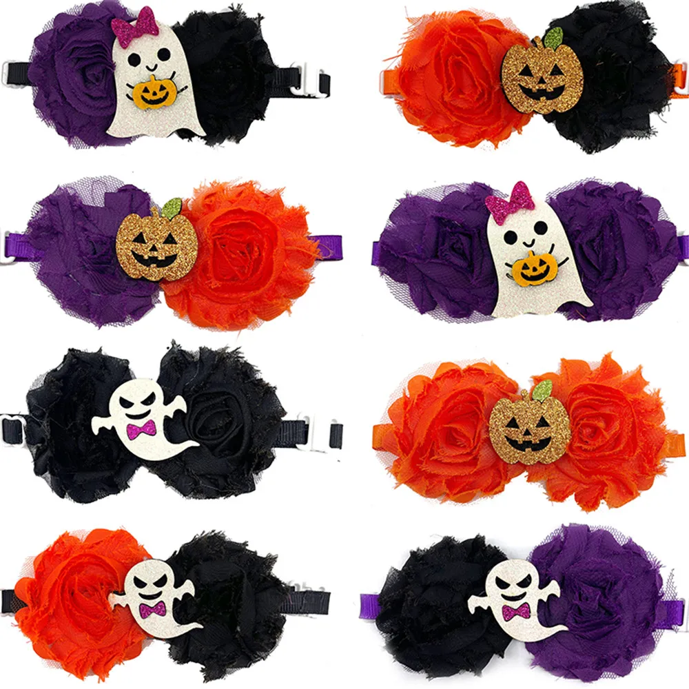 

50/100pcs Halloween Pet Flower Bowtie Pet Supplies Pet Dog Puppy Cat Bow Tie Neckties Samll Pet Dogs Bowties for Small Dogs Cat
