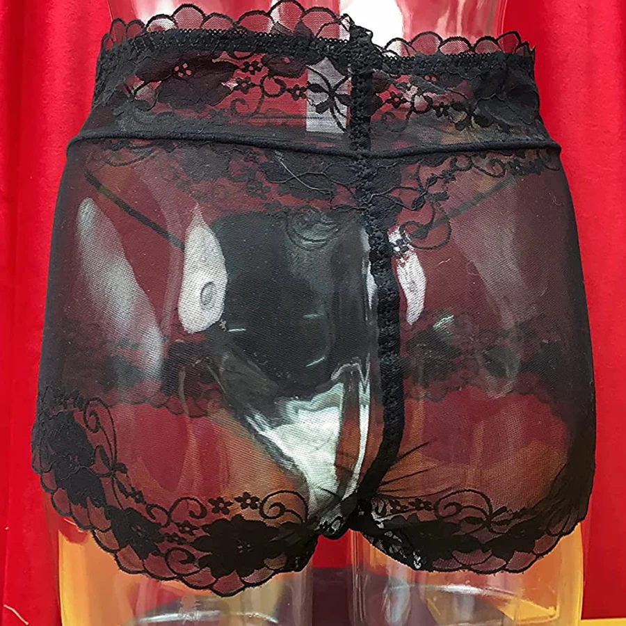 CONTROL PANTY GAFF Transparent Lace Rose Embroidery Lingerie Underwears Crossdresser Transgender Shemale Camel Toe Panties