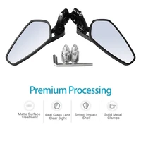 1 pair 78 22mm universal motorcycle aluminum rear view black handle bar end side rearview mirrors more flexible use practical