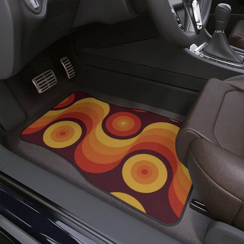 

70s style print retro Car Floor Mats, retro Hippie Car Mat, Retro Car Accessories, retro Interior Car Decor, 1970s style car dec