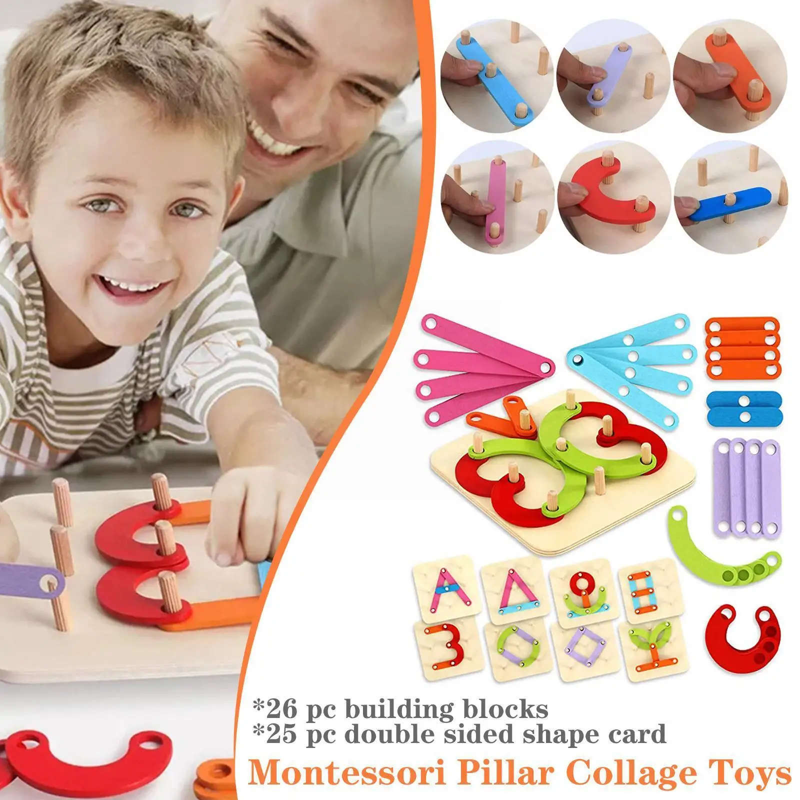 

Colorful DIY Change Collage Wooden Pillar Educational Intelligence Toys For Babies And Toddlers Boys And Girls Color And Sh I8S7