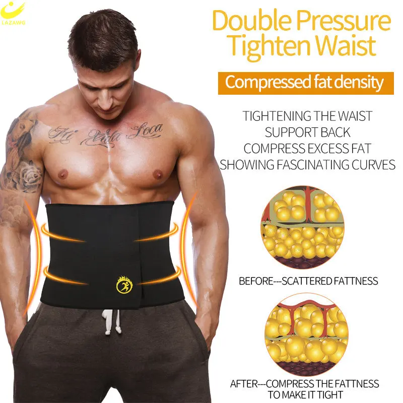 LAZAWG Men Waist Trainer Weight Loss Waist Cincher Trimmer Belly Control Belt Slimming Band Body Shaper Girdle Sport Gym