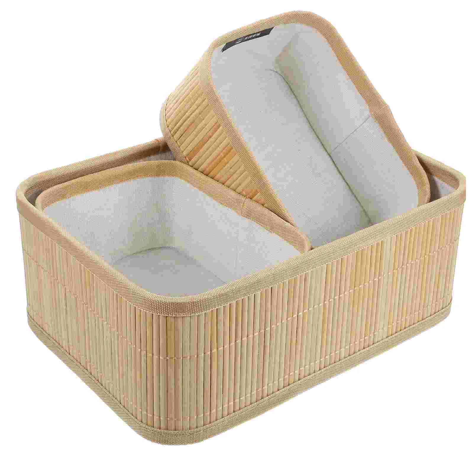 

3 Pcs Bamboo Storage Basket Multipurpose Woven Box Sundries Weaving Organizer Snack