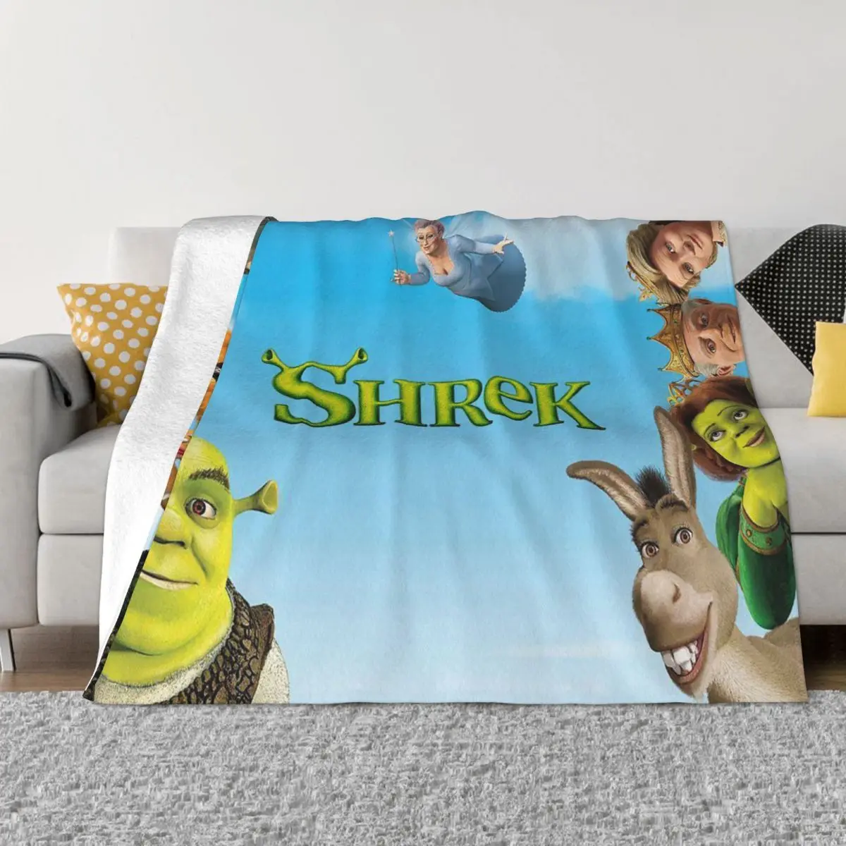 

Anime Movie Shrek Blankets Flannel Print Cartoon Animals Portable Super Warm Throw Blanket for Home Travel Plush Thin Quilt