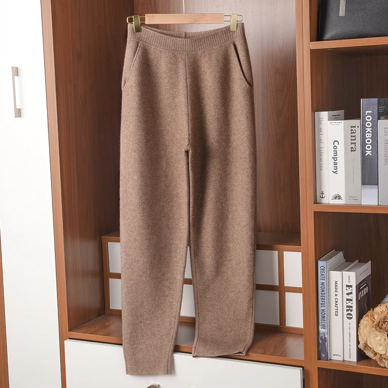 

Foreign style versatile cashmere knitted pants women Korean version grandma pants casual slimming wool radish pants Harlan pants