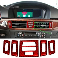 5pcs red carbon fiber air vent switch interior trim for bmw 3 e90 e92 e93 2005 12
