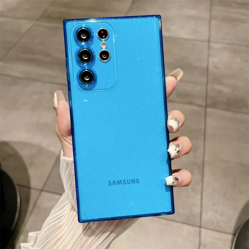 Роскошный прозрачный противоударный Блестящий жидкий мягкий чехол для Samsung S20 S21