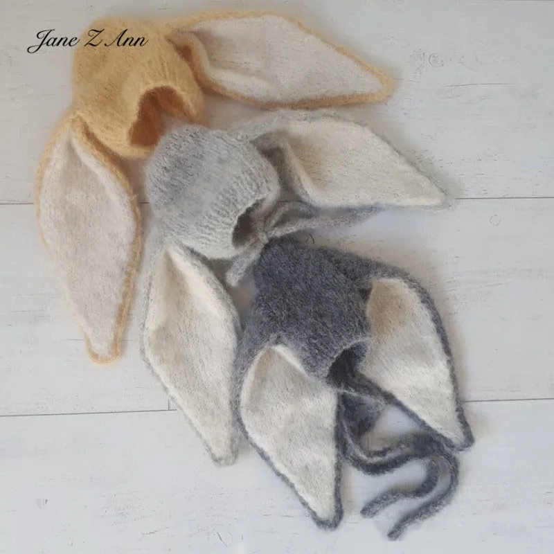 

Одежда для фотосъемки новорожденных шерстяная вязаная фотография с большими ушками фотостудия реквизит