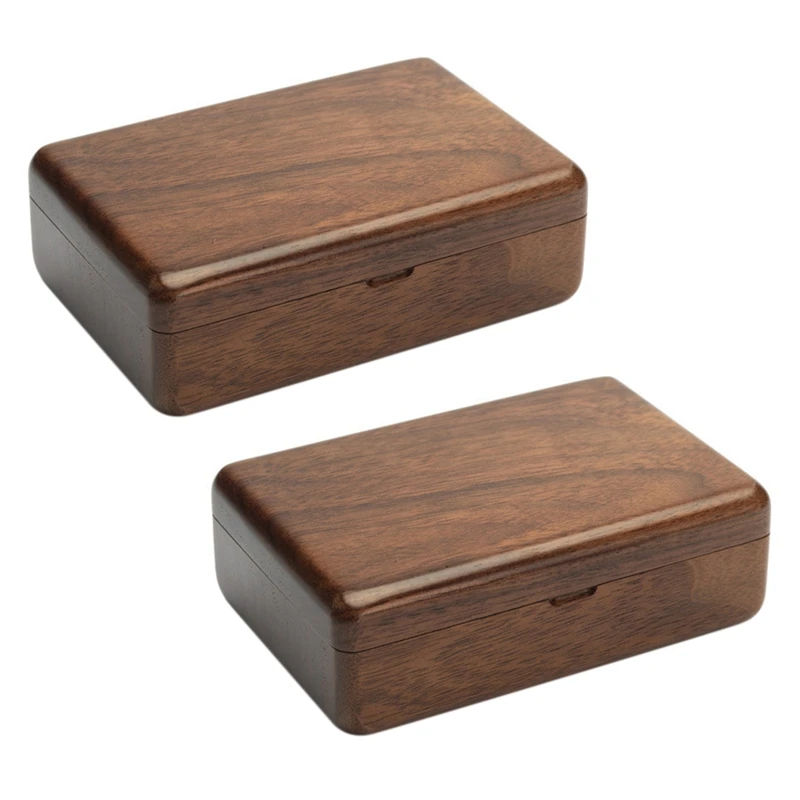 

2X Travel Wood Wooden Jewelry Packing Case Portable Wedding Ring Necklace Bracelet Organizer Women Men Display Box Gift