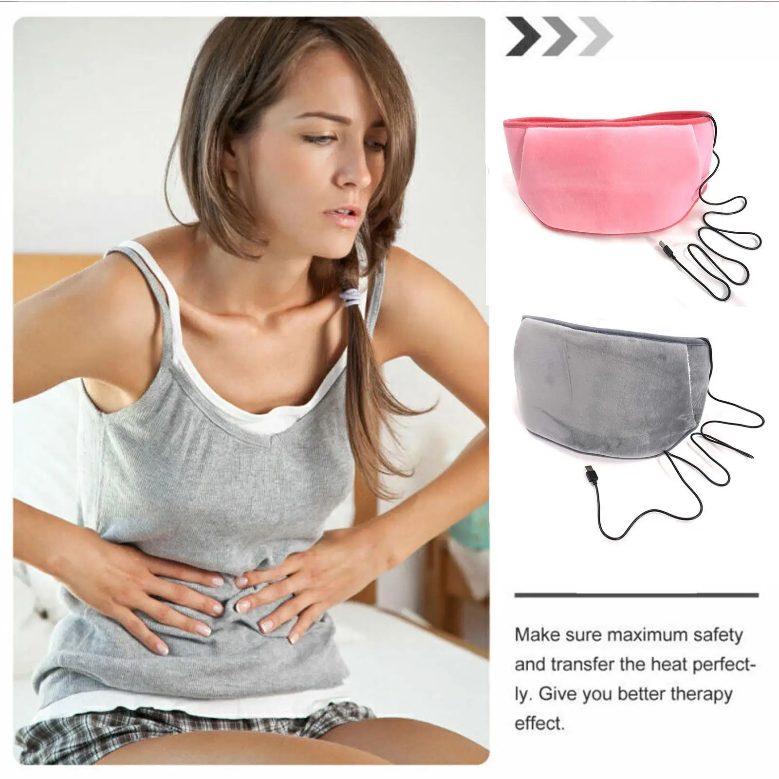 

USB Charge Heating Waist Belt Adjustable Lumbar Heating Pad Warming Lumbar Belt Menstrual Cramp Lumbar Abdominal Leg Pain Relief