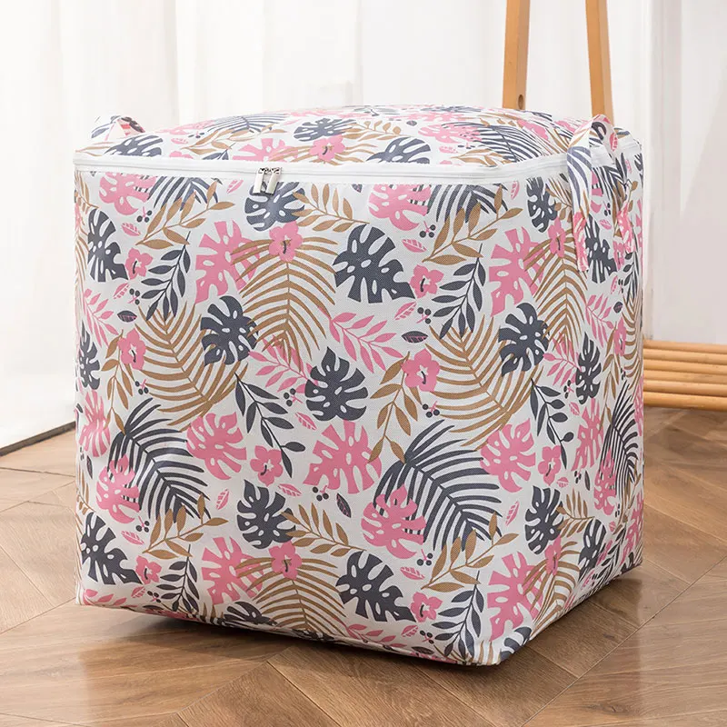 

Vintage Printed Cube Storage Bag Quilt Clothes Duvet Blanket Folding Sorting Bags Dust-Proof Waterproof Moistureproof Organizer