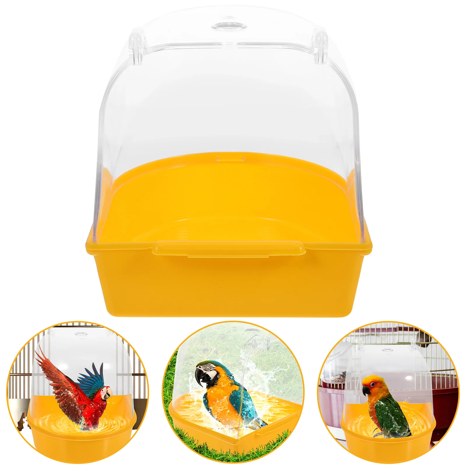 

Parrot Shower Box Bird Bath Box Clear Bird Bathing Tub Water Injector Bird Cage Accessory Small Birds