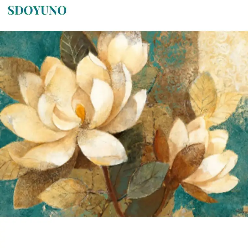 

SDOYUNO 5D Diamond Full Round Drill Floral Diamond Painting Painting Picture Accessories Embroidery Mosaic Cross Stitch Art Tool