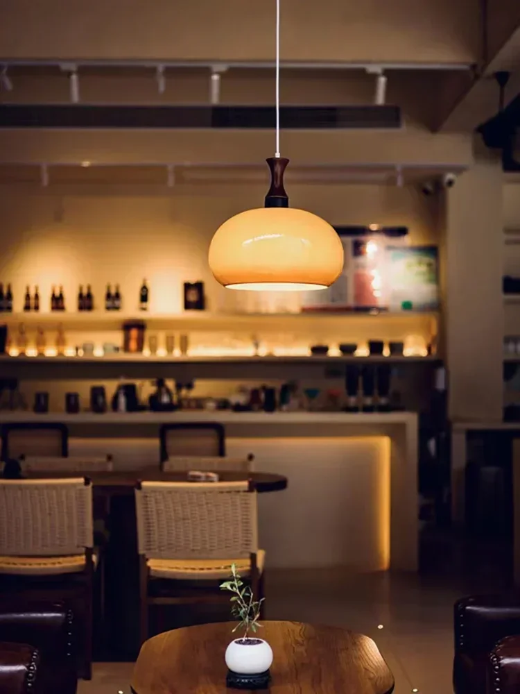 Винтажный стеклянный потолочный светильник в стиле ретро деревянный журнальный