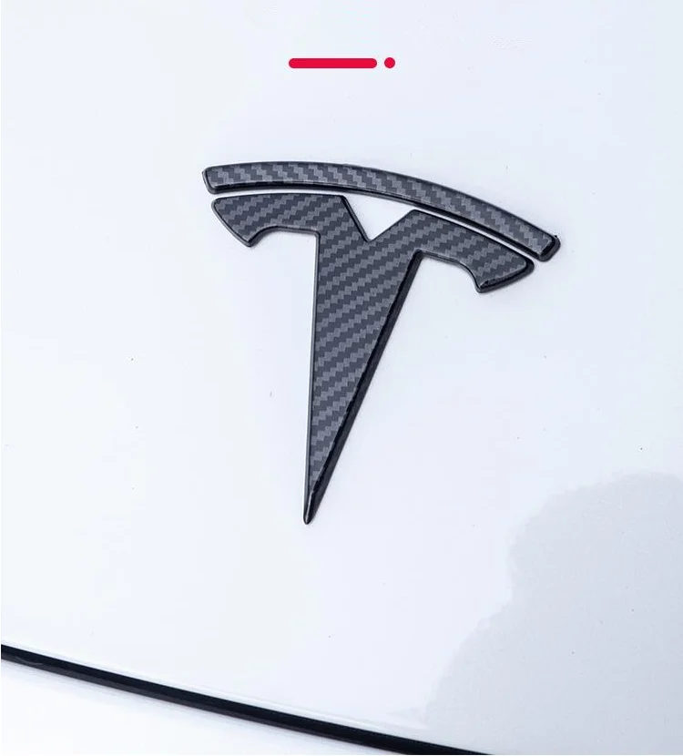 

Аксессуары для руля Tesla Model 3, модная наклейка из углеродного волокна, передний и задний багажник, автомобильный значок на руль