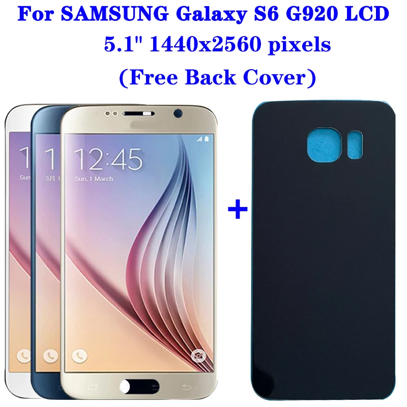 Super AMOLED 5 1 "Оригинальный ЖК-дисплей для Samsung Galaxy S6 G920 с сенсорным экраном