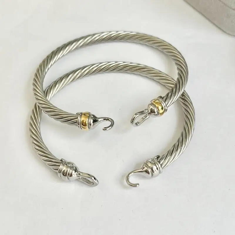 

MAY DY Sterling Silver Men's Hip-Hop Open 5MM Vintage Collar Jewish Jewelry Bracelet Birthday Gift
