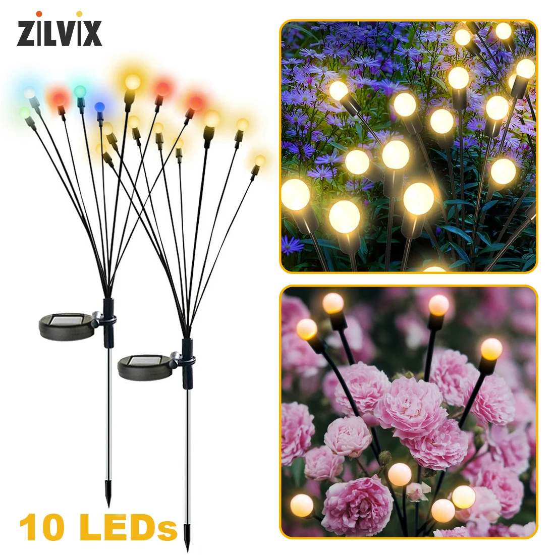 

ZILVIX Firefly Lamp LED Solar Lights Outdoor Lawn Garden Decoration Starburst Swaying Landscape Path Waterproof Christmas