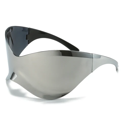 Солнцезащитные очки оверсайз UV400 для мужчин и женщин, аксессуар от солнца в стиле панк, с технологией будущего, Y2k