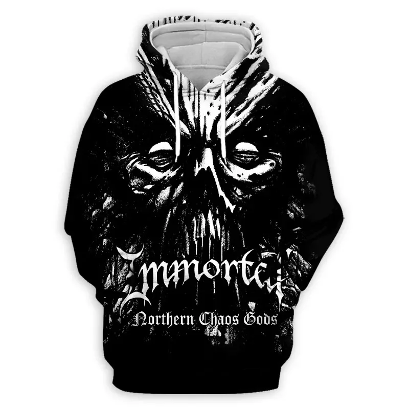 Фото Толстовки с 3D принтом Black Metal Rock Immortal для мужчин и женщин, модные повседневные толстовки, пуловеры с капюшоном большого размера, спортивный костюм, одежда №4