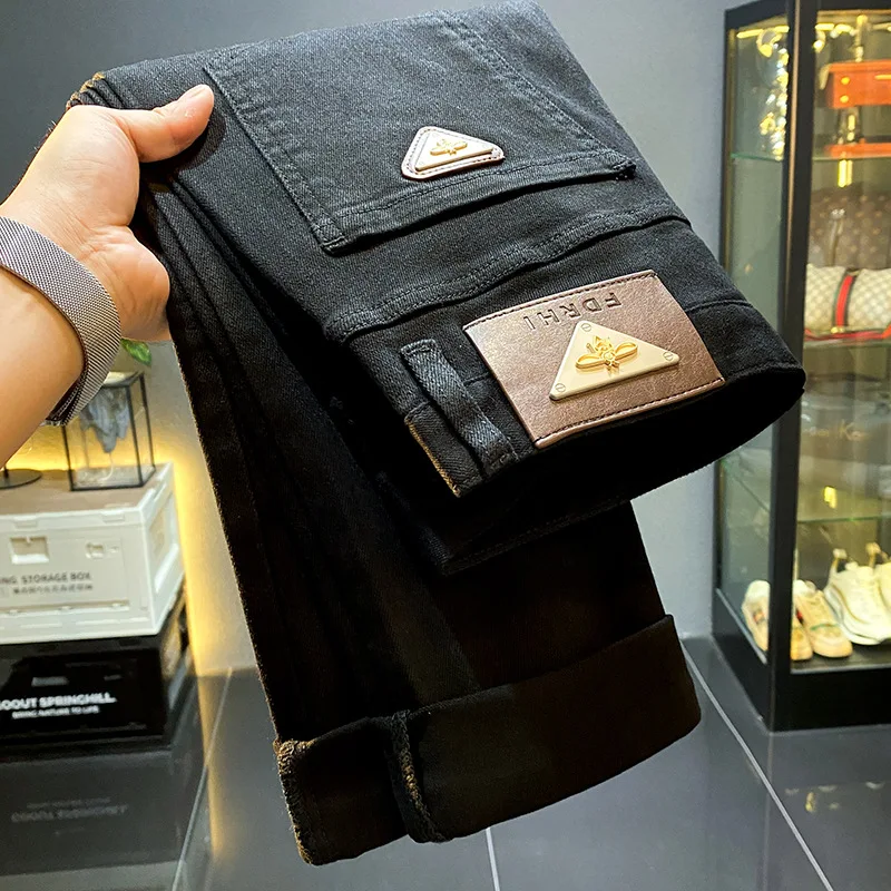 Высококачественные повседневные Черные джинсы мужские осенние 2024 Новые