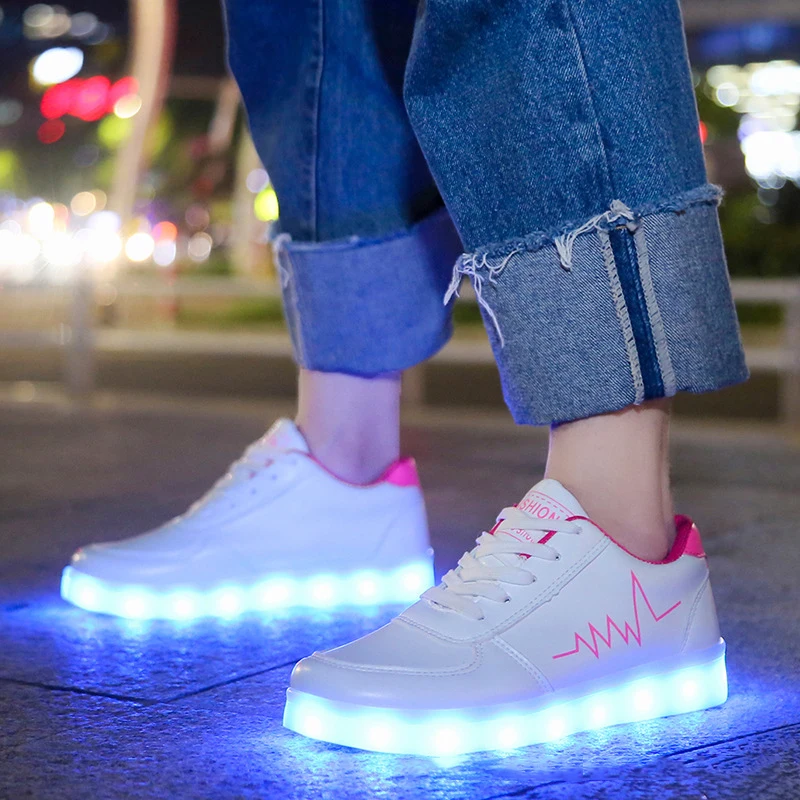 

Size 30-44 Luminous Led Shoes for Adult Glowing Sneakers with Lights Kids Boys Girls Led Slippers USB Charged Feminino Tenis New