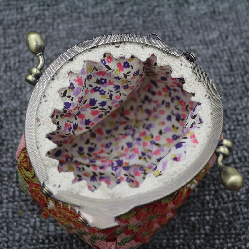 2X кошелек Женский винтажный цветочный мини-кошелек клатч (розово-красный и белый)