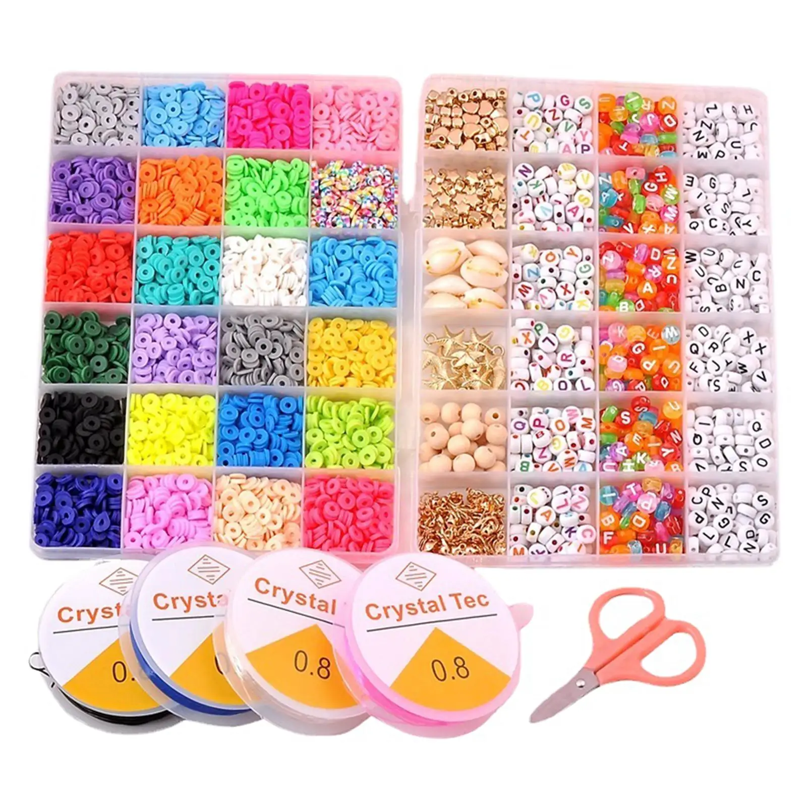 

Polymer Clay Beads Elastic Strings Jump Rings for DIY Bracelets Beading
