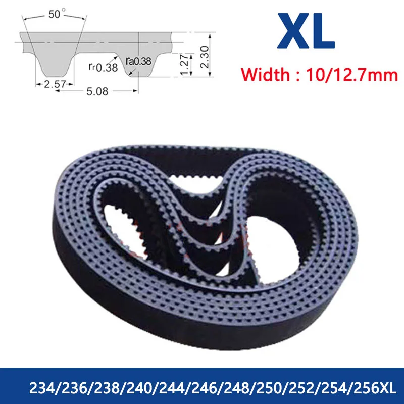 

1pc XL Timing Belt Width 10mm 12.7mm Rubber Closed Loop Synchronous Belt Perimeter 234/236/238/240/244/246/248/250/252/254/256XL